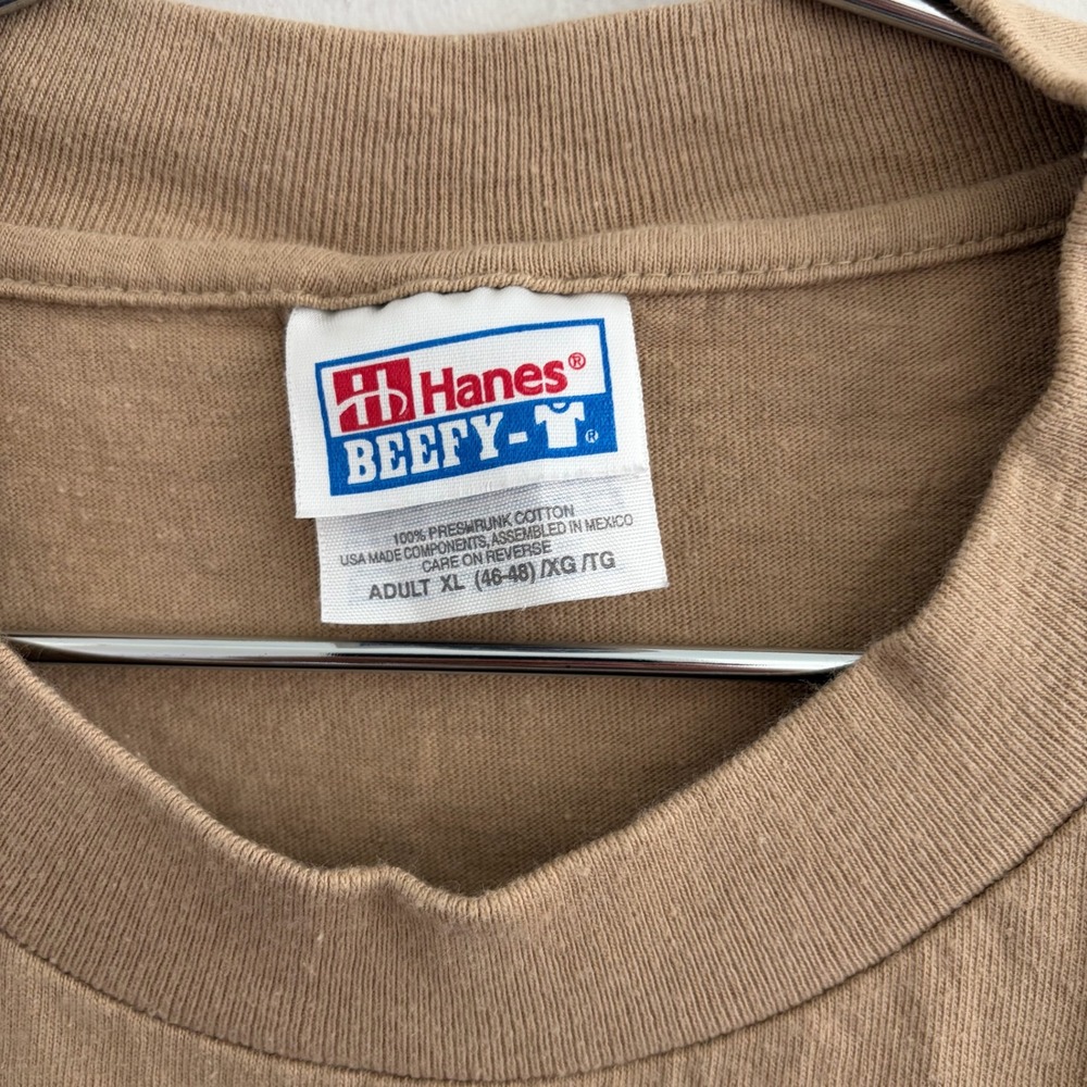 Vintage Hanes Beefy-T P-40 Warhawk Fighter Plane Graphic T-Shirt Tan Mens XL - Picture 2 of 5